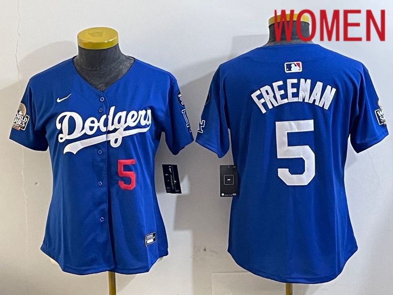 Women Los Angeles Dodgers #5 Freeman Blue Game 2024 Nike MLB Jersey style 11217->women mlb jersey->Women Jersey
